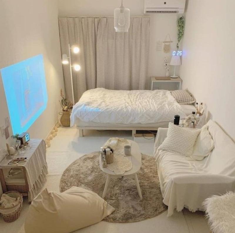 Trang trí phòng ngủ Hàn Quốc với gam màu pastel nhẹ nhàng, nội thất tối giản, tạo không gian thư giãn